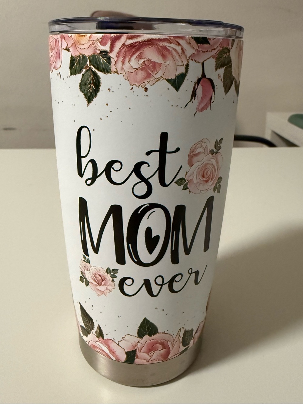 Best Mom Ever Floral Insulated Tumbler - Pink Roses